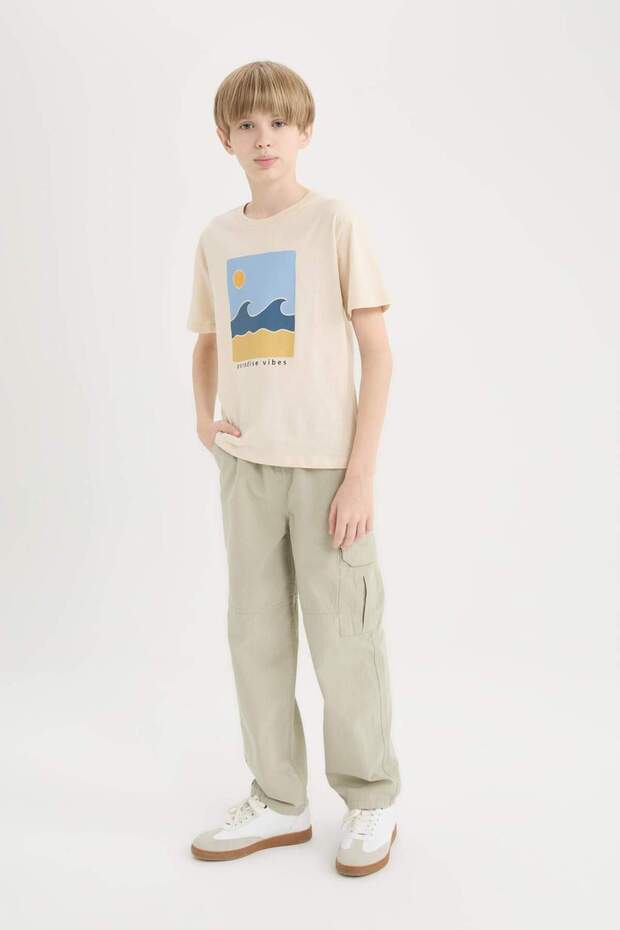 Erkek Çocuk Loose Fit Standart Paça Gofre Dokulu Pantolon D7794A825SP - 3