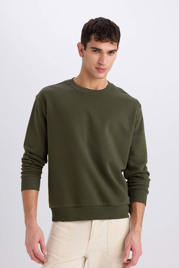 Oversize Geniş Kalıp Bisiklet Yaka Kalın Basic Düz Sweatshirt T5139AZ24AU - 3