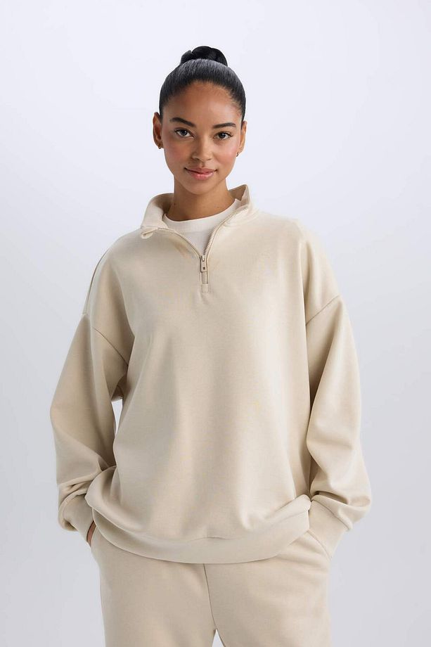 DeFactoFit Standart Fit Yarım Fermuarlı Skuba Dalgıç Kumaş Sporcu Sweatshirt D7120AX25SP - 3