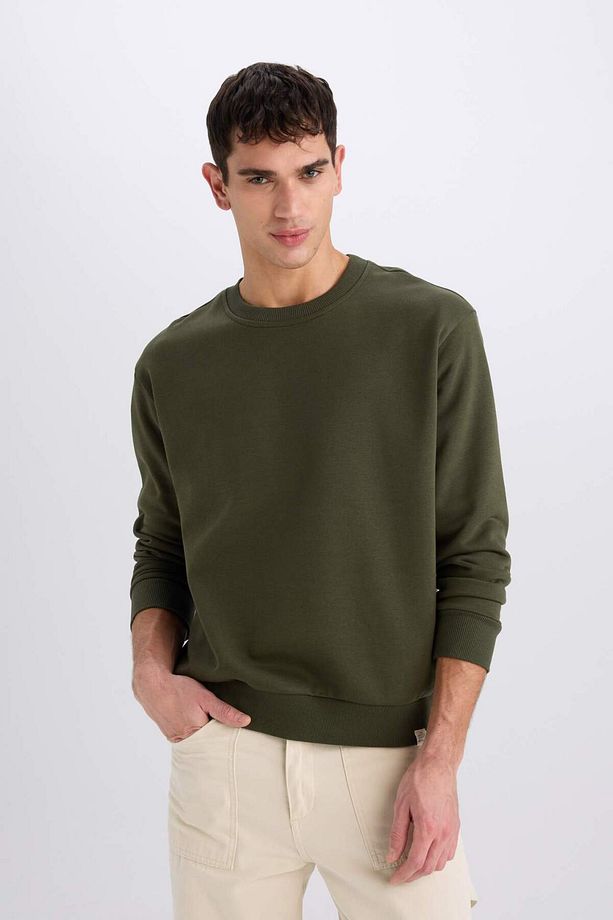 Oversize Geniş Kalıp Bisiklet Yaka Kalın Basic Düz Sweatshirt T5139AZ24AU - 4