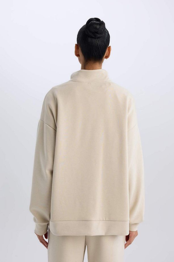 DeFactoFit Standart Fit Yarım Fermuarlı Skuba Dalgıç Kumaş Sporcu Sweatshirt D7120AX25SP - 6