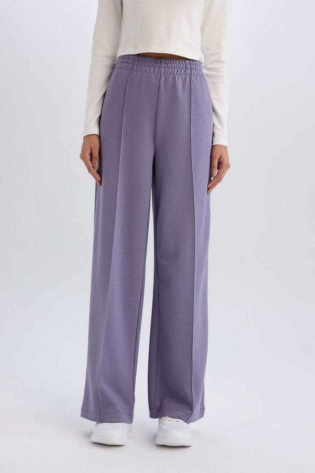 DeFactoFit Wide Leg Geniş Paça Sporcu Eşofman Altı Cepli Standart Boy Skuba Dalgıç Kumaş D8316AX25SP - 4