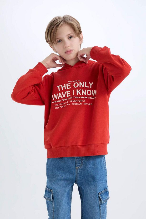 Erkek Çocuk Oversize Geniş Kalıp Kapüşonlu Baskılı Sweatshirt D7399A825SP - 8