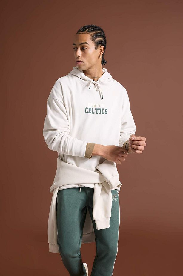 DeFactoFit NBA Boston Celtics Oversize Geniş Kalıp Kapüşonlu Sırt Baskılı Kalın Sweatshirt D3242AX24 - 3