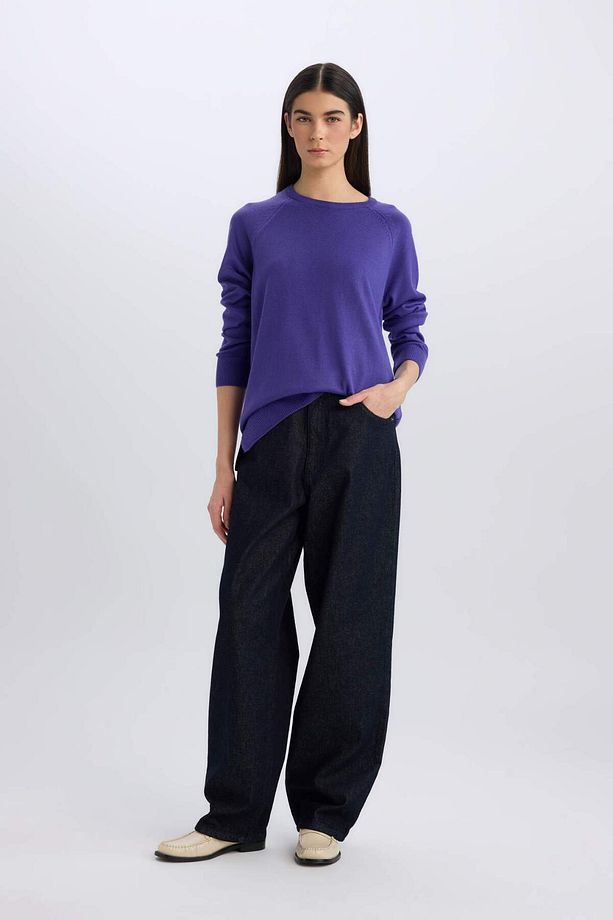 Regular Fit Yumuşak Dokulu Bisiklet Yaka Basic Düz Triko Kazak I6913AZ24WN - 2