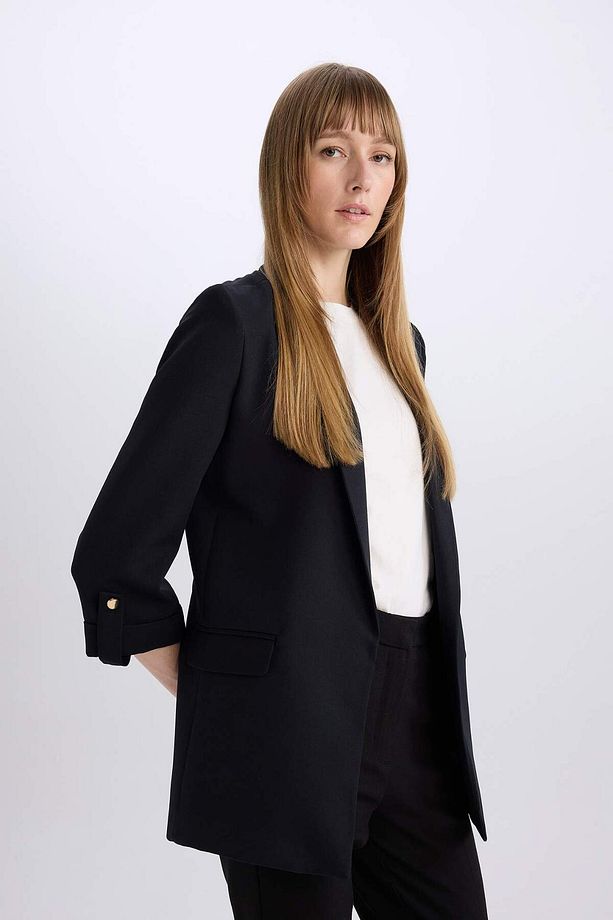 Regular Fit Ceket Yaka Basic Düz Blazer Ceket C3215AX24AU - 3