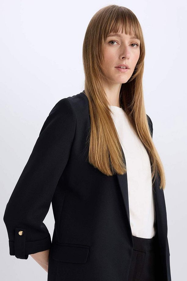 Regular Fit Ceket Yaka Basic Düz Blazer Ceket C3215AX24AU - 6