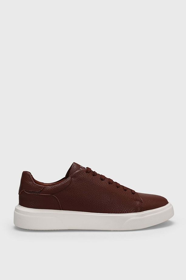111230187 Tommy Casual Deri Erkek Sneaker Ayakkabı TABA - 3