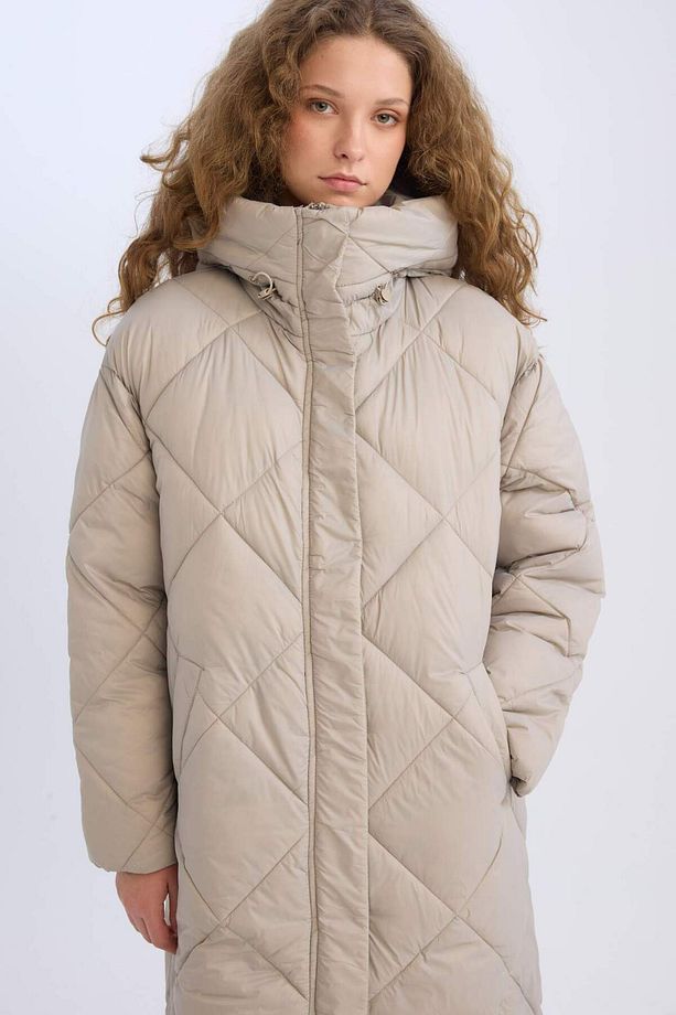 Regular Fit Kapüşonlu Uzun Parka Kapitoneli Fermuar Çıtçıt Kapamalı Cepli D6985AX24AU - 3