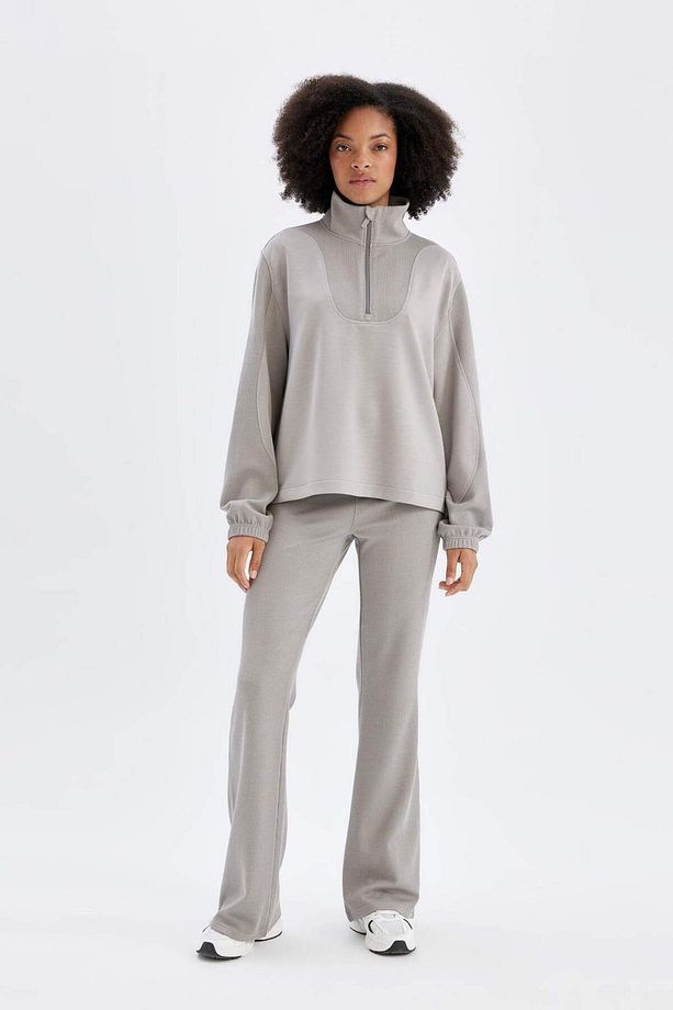 DeFactoFit Oversize Geniş Kalıp Dik Yaka Fermuarlı Modal Sporcu Sweatshirt D0388AX24AU - 5