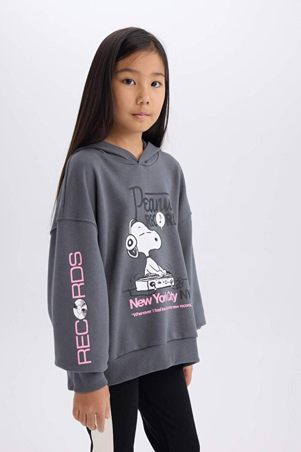 Girls Snoopy Oversize Wide Fit Hooded Sweatshirt D3110A824Wn