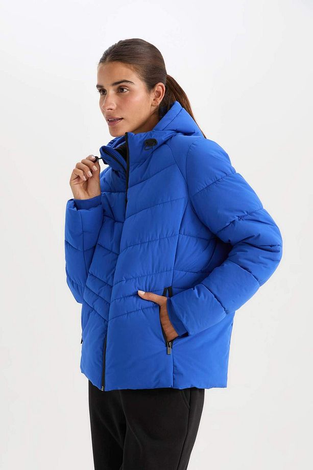 DeFactoFit Su İtici Şişme Mont Kapüşonlu Fermuarlı Cepli C8141AX24WN - 4