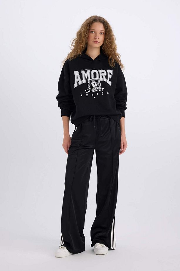 Loose Fit Kapüşonlu Baskılı Kalın Sweatshirt E3330AXNS - 2