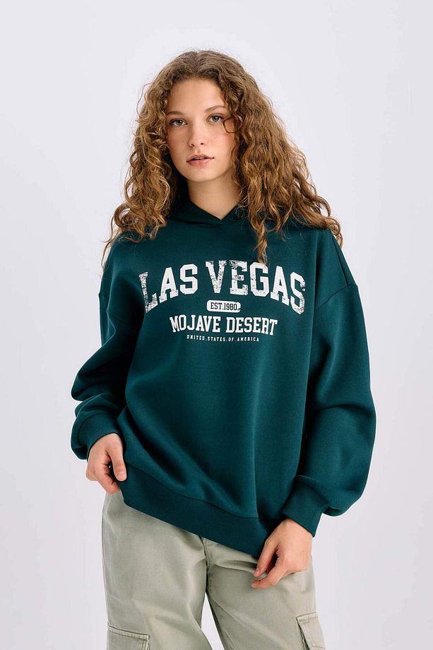 Regular Fit Kapüşonlu Baskılı Kalın Sweatshirt E3331AXNS - 4