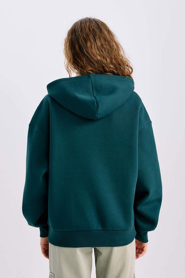 Regular Fit Kapüşonlu Baskılı Kalın Sweatshirt E3331AXNS - 6