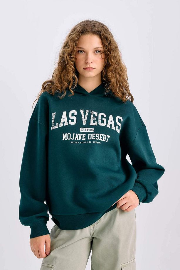 Regular Fit Kapüşonlu Baskılı Kalın Sweatshirt E3331AXNS - 3