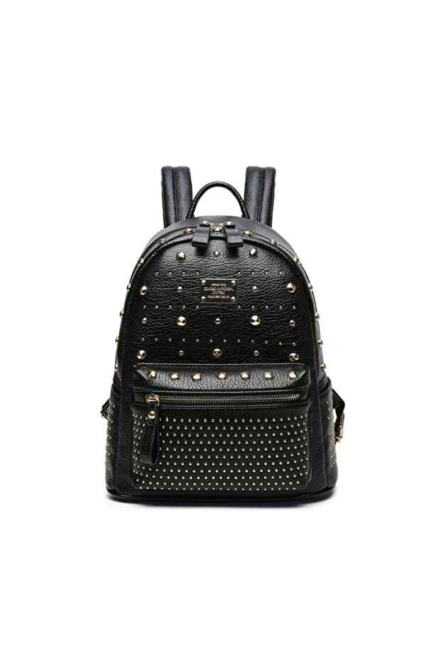 حقيبة ظهر مصممة باللون الأسود - 2