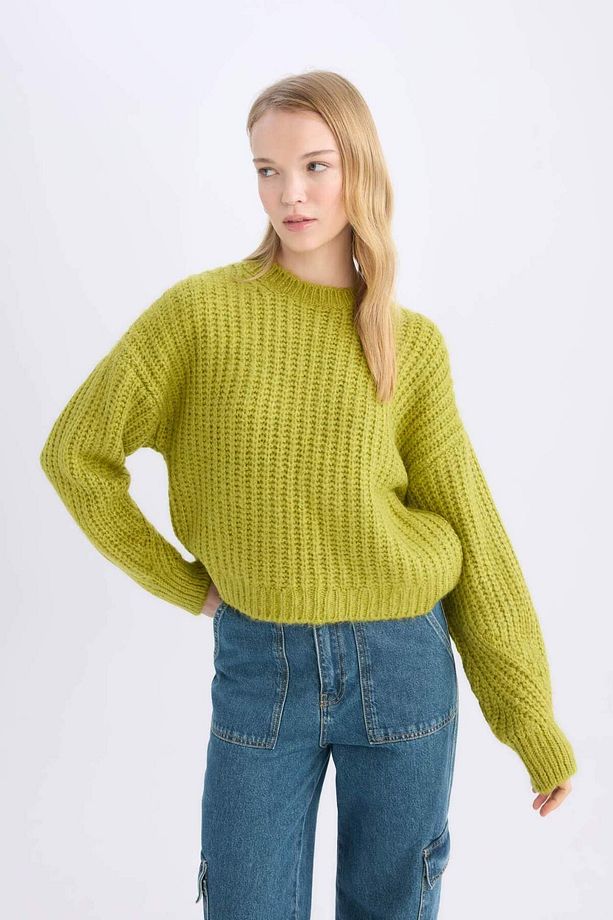 Coool Oversize Geniş Kalıp Bisiklet Yaka Triko Kazak V1811AZ24CW - 4