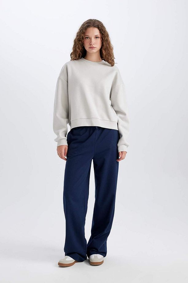 Straight Fit Beli Lastikli İnce Eşofman Altı Uzun Boy Bağcıklı Cepli Basic Düz D6667AX24WN - 2