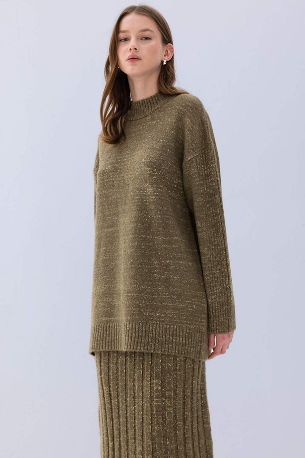 Regular Fit Yarım Balıkçı Yaka Basic Düz Triko Kazak Tunik B0085AX24WN - 1
