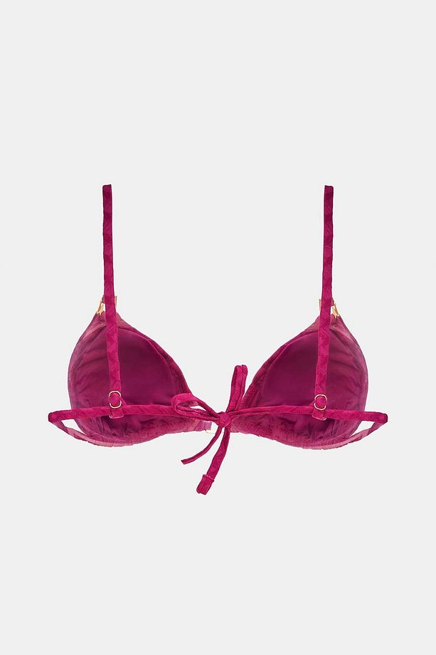 Olympos Mor Dolgusuz Çıkarılabilir Pedli Üçgen Bikini Üst - 5
