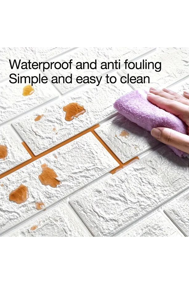 50x30 Cm 0,17 M² Kendinden Yapışkanlı Esnek Köpük Duvar Kağıdı Paneli 3d Boyutlu Tuğla Desen Beyaz - 3