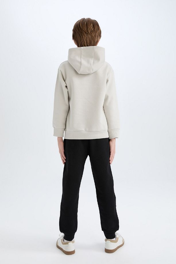 Erkek Çocuk 2'li Takım Kapüşonlu Baskılı Sweatshirt Beli Lastikli Eşofman Altı D6870A824CW - 5