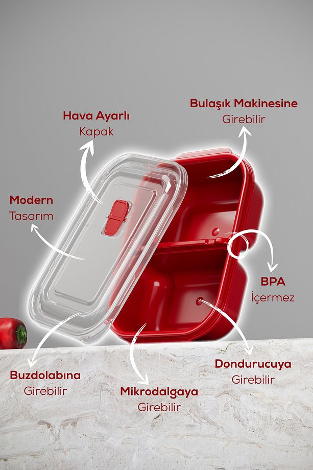 Kapaklı 3’lü Mikrodalgaya Uygun Dikdörtgen Saklama Kabı Seti - 500 ml - 4