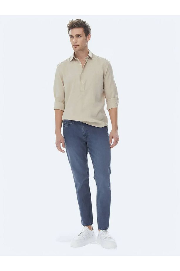 Açık Vizon Regular Fit Dokuma Casual Gömlek - 5
