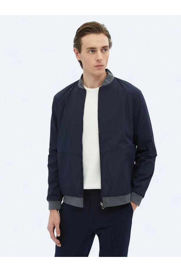 Lacivert Regular Fit Casual Dokuma Mont - 1