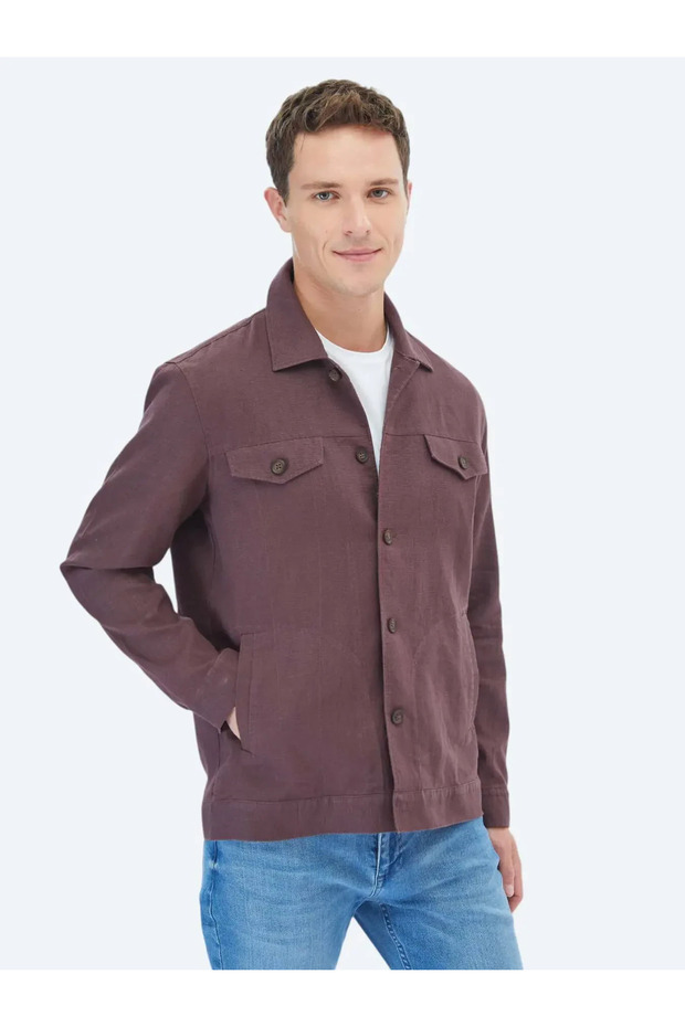 Mürdüm Regular Fit Dokuma Overshırt - 1