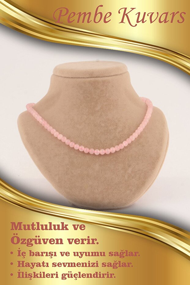 Certified Pink Quartz 6mm Necklace (WITHOUT KNOT)