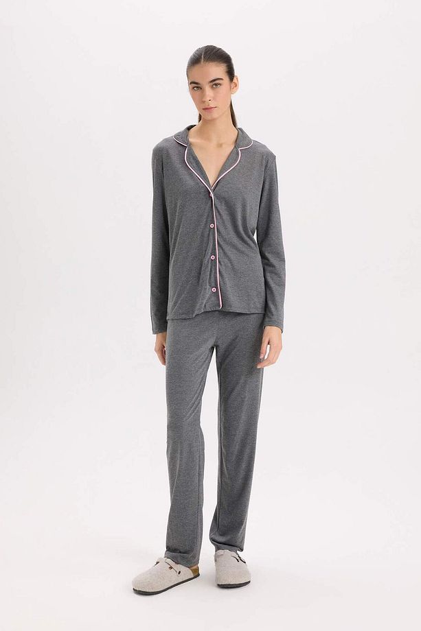 Pijama Takımı Regular Fit Uzun Kollu Üst Uzun Altı-Fall in Love E2246AXNS - 3