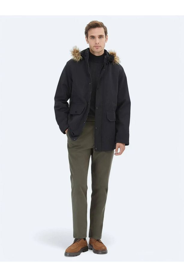 Siyah Regular Fit Casual Dokuma Mont - 2