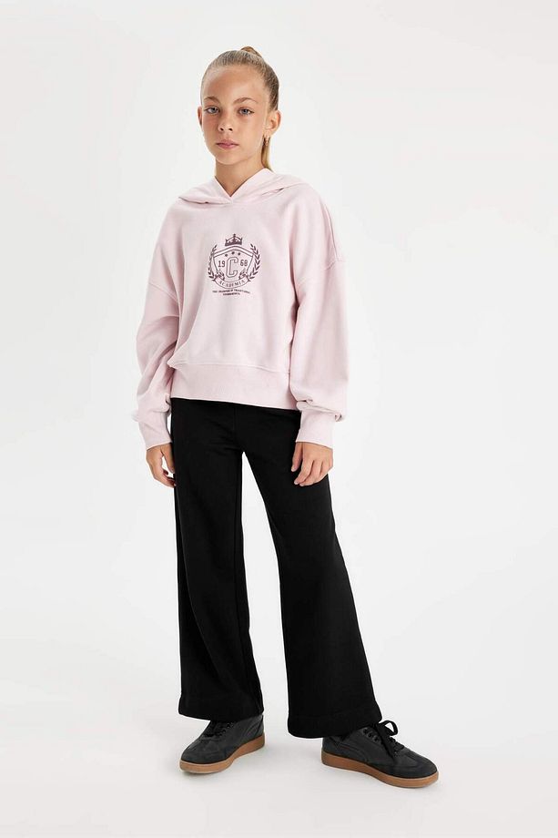 Kız Çocuk Oversize Geniş Kalıp Kapüşonlu İşlemeli Sweatshirt D2885A824WN - 2