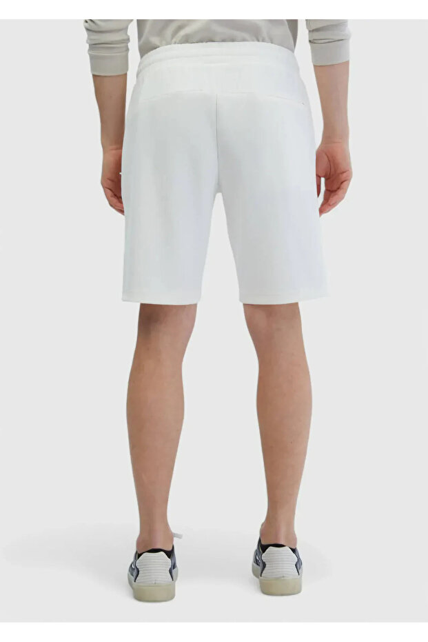 Ekru Düz Örme Jogging Fit Spor Bermuda - 6