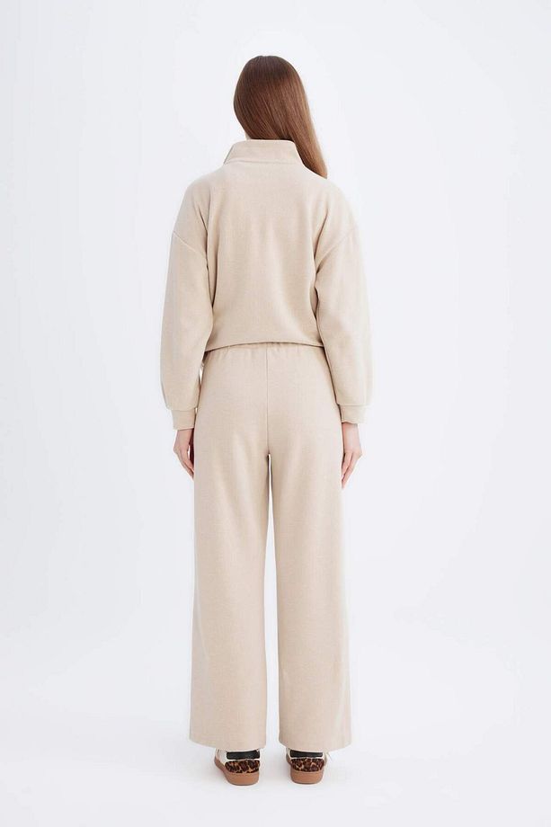 Relax Fit Beli Lastikli Selanik Kumaş Basic Düz Triko Siyah Pantolon B4311AX24WN - 6