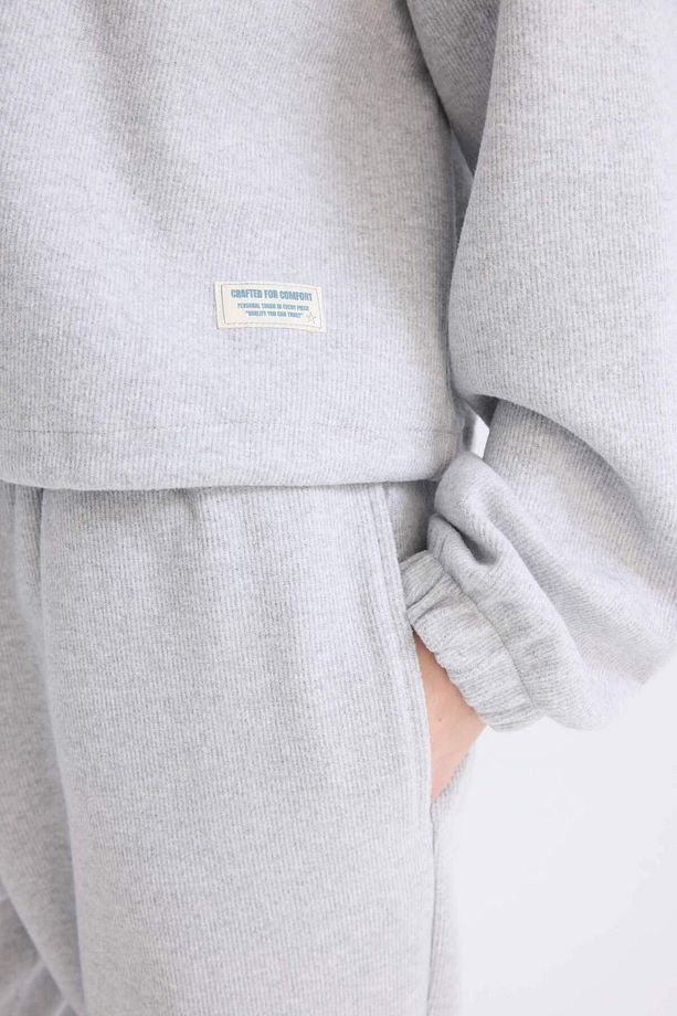 Coool Loose Fit Basic Düz Kapüşonlu Fermuarlı Sweatshirt  E1464AX24WN - 6