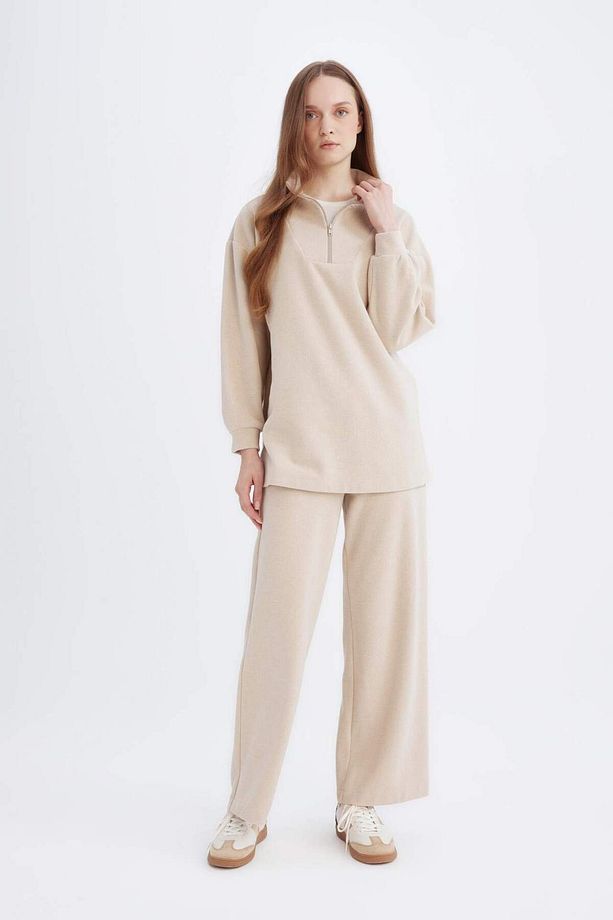 Relax Fit Beli Lastikli Selanik Kumaş Basic Düz Triko Siyah Pantolon B4311AX24WN - 3