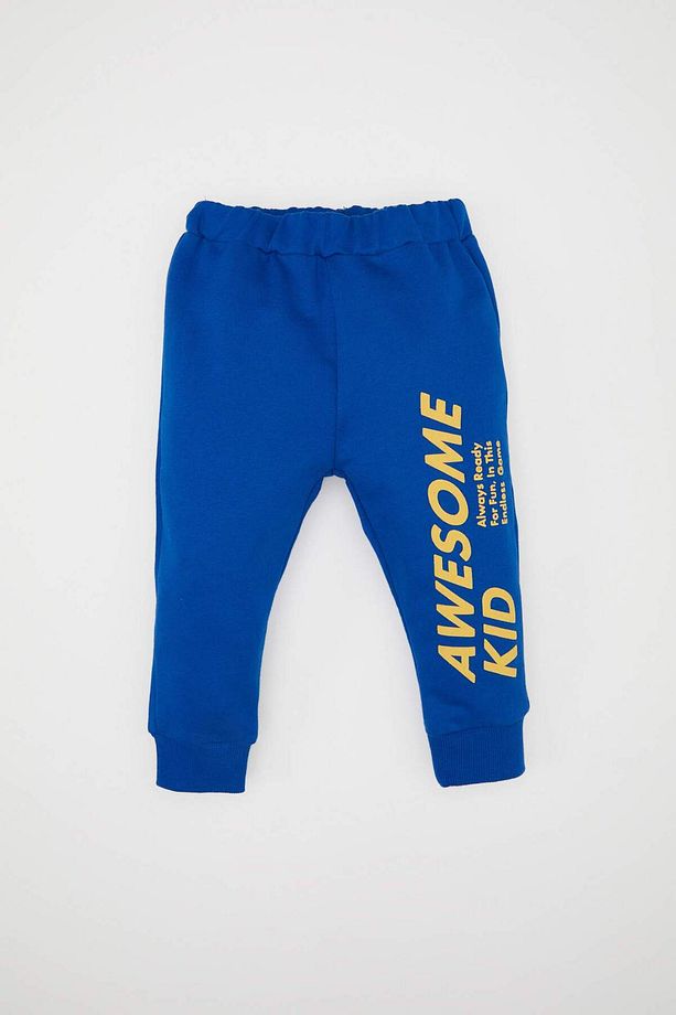 Erkek Bebek 2'li Takım Bisiklet Yaka Baskılı Sweatshirt Lastikli Eşofman Altı D7647A524WN - 2