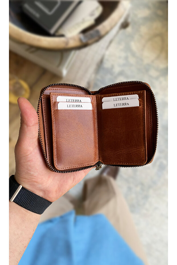 Hakiki Deri Fermuarlı Cüzdan - 4