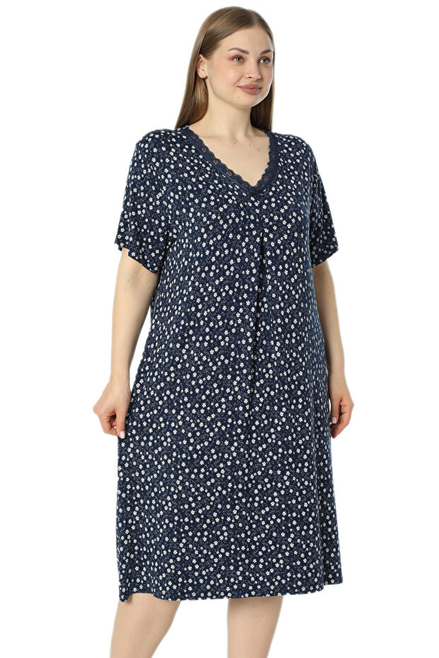 12124 ثوب نوم دانتيل منقوش مقاس كبير - 2