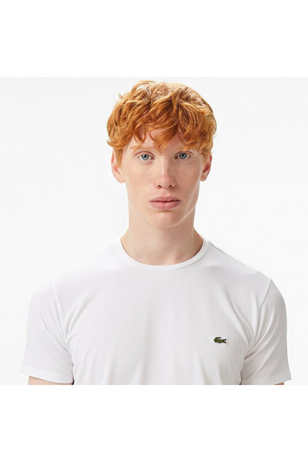 Erkek Slim Fit Bisiklet Yaka Beyaz T-Shirt - 2