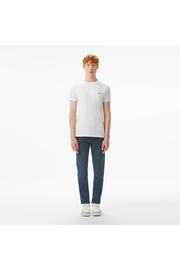 Erkek Slim Fit Bisiklet Yaka Beyaz T-Shirt - 5