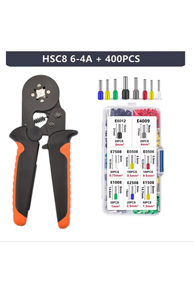 أدوات ضغط أطراف الأكمام الطرفية HSC8 6-4 400 قطعة كماشة كهربائية صغيرة HSC8 6-4/6-6 (0.25-10 متر)