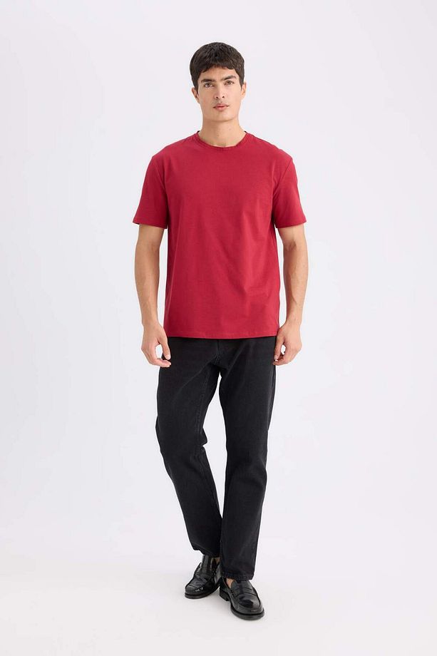 %100 Pamuk New Regular Fit Bisiklet Yaka Basic Düz Kısa Kollu Tişört E1091AXNS - 2