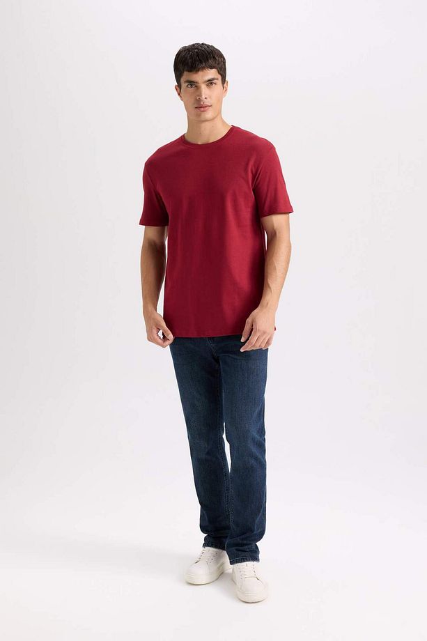 %100 Pamuk New Regular Fit Bisiklet Yaka Basic Düz Kısa Kollu Tişört E1091AXNS - 2