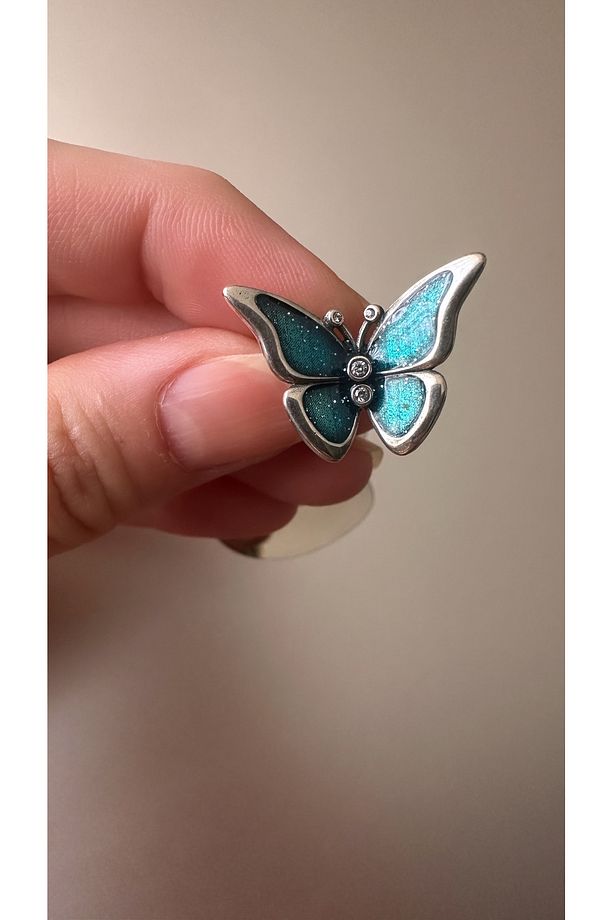 Poseidons Jewellery Büyük Boy Kelebek Temalı Gümüş Charm - 3
