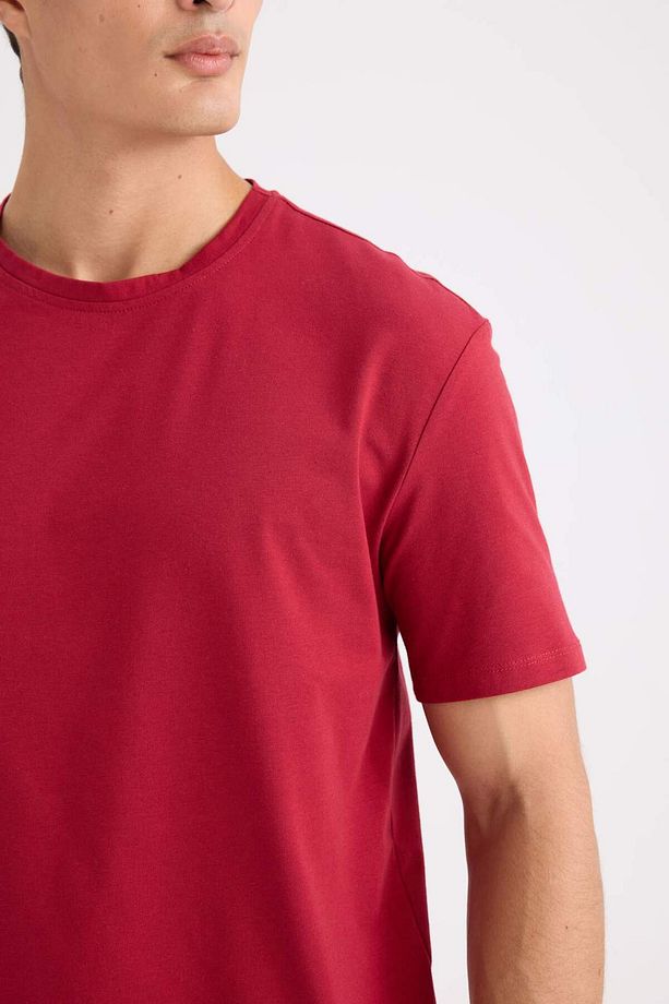 %100 Pamuk New Regular Fit Bisiklet Yaka Basic Düz Kısa Kollu Tişört E1091AXNS - 5
