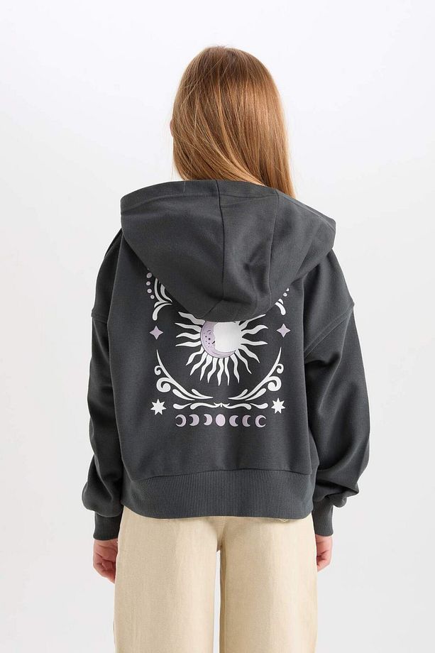 Kız Çocuk Oversize Kapüşonlu Baskılı Sweatshirt D7040A824WN - 6